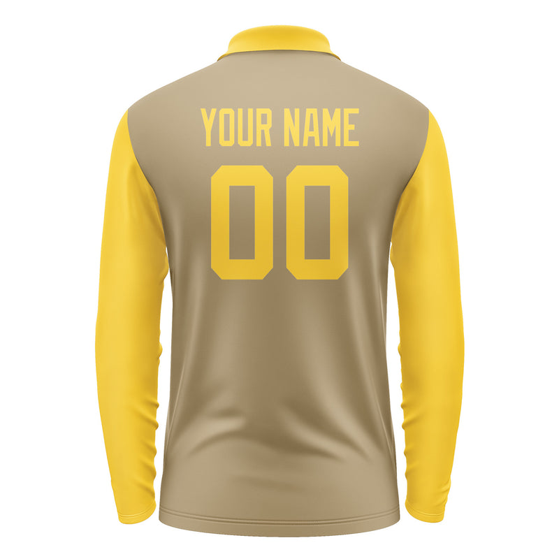 Custom Light Khaki Gold Long Sleeve Polo Shirt Pl253030B130
