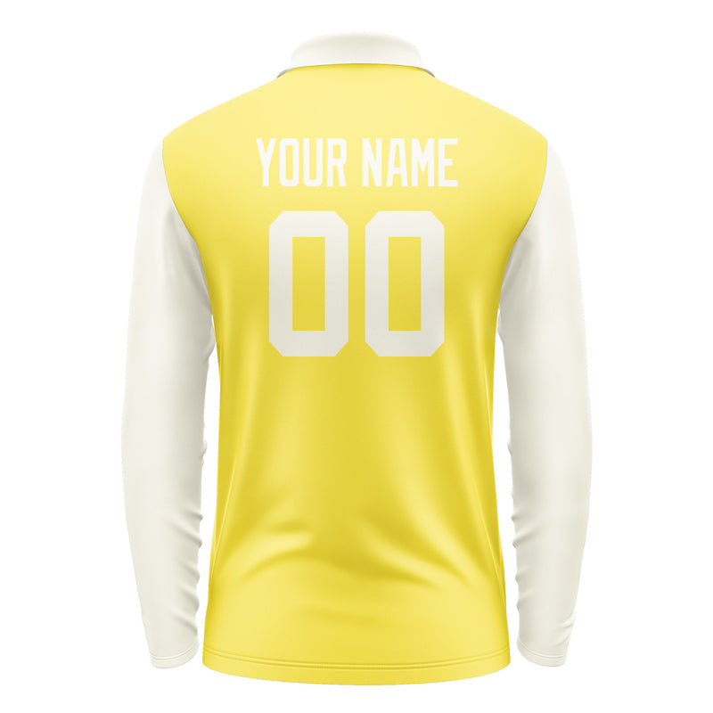 Custom Light Yellow Cream Long Sleeve Polo Shirt Pl260303B103