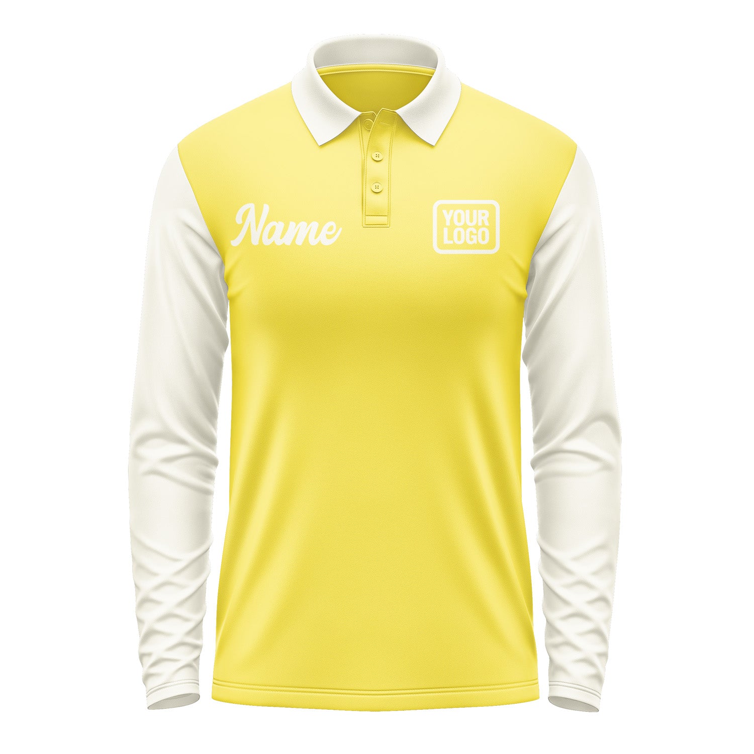 Custom Light Yellow Cream Long Sleeve Polo Shirt Pl260303B103