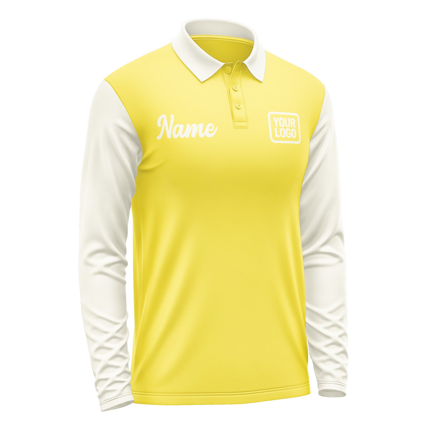 Custom Light Yellow Cream Long Sleeve Polo Shirt Pl260303B103
