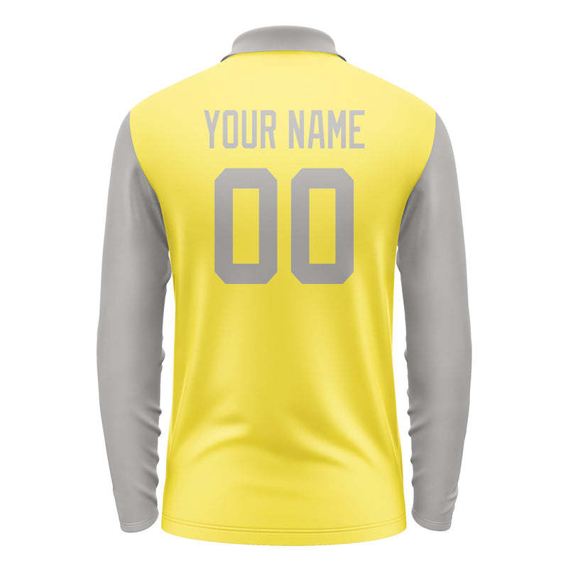 Custom Light Yellow Gray Long Sleeve Polo Shirt Pl260404B104