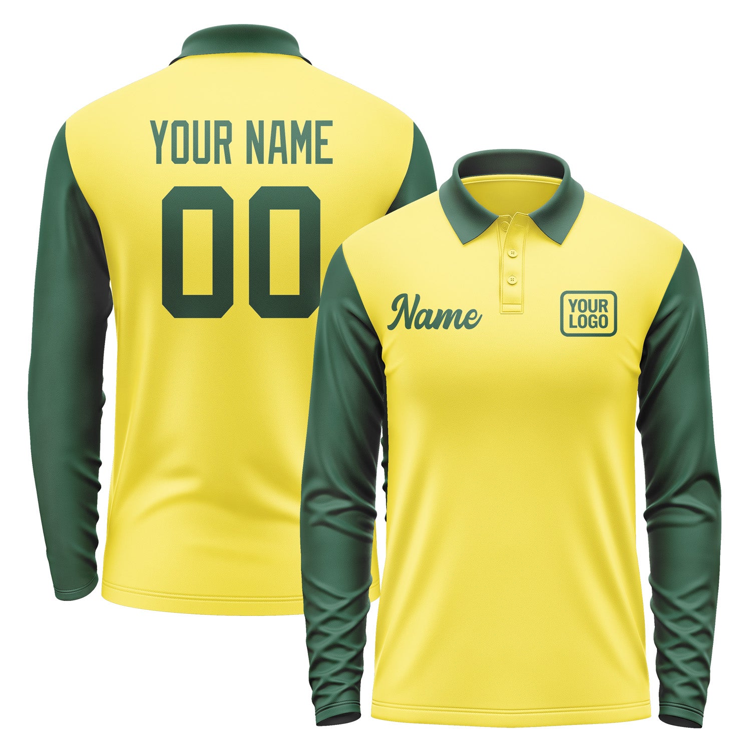 Custom Light Yellow Green Long Sleeve Polo Shirt Pl260505B105