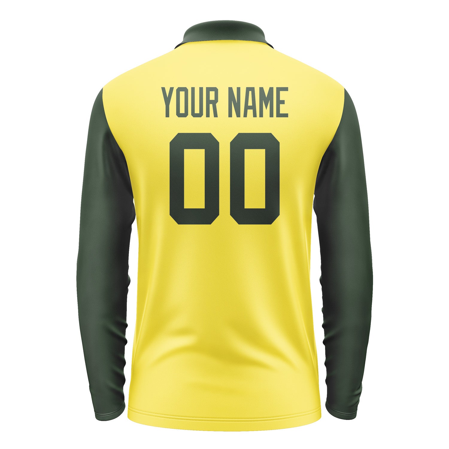 Custom Light Yellow Dark Green Long Sleeve Polo Shirt Pl260606B106
