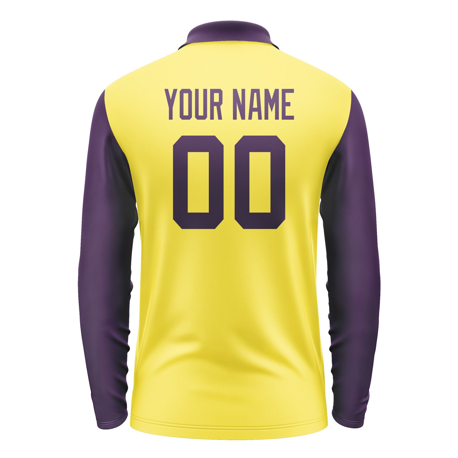 Custom Light Yellow Purple Long Sleeve Polo Shirt Pl260707B107