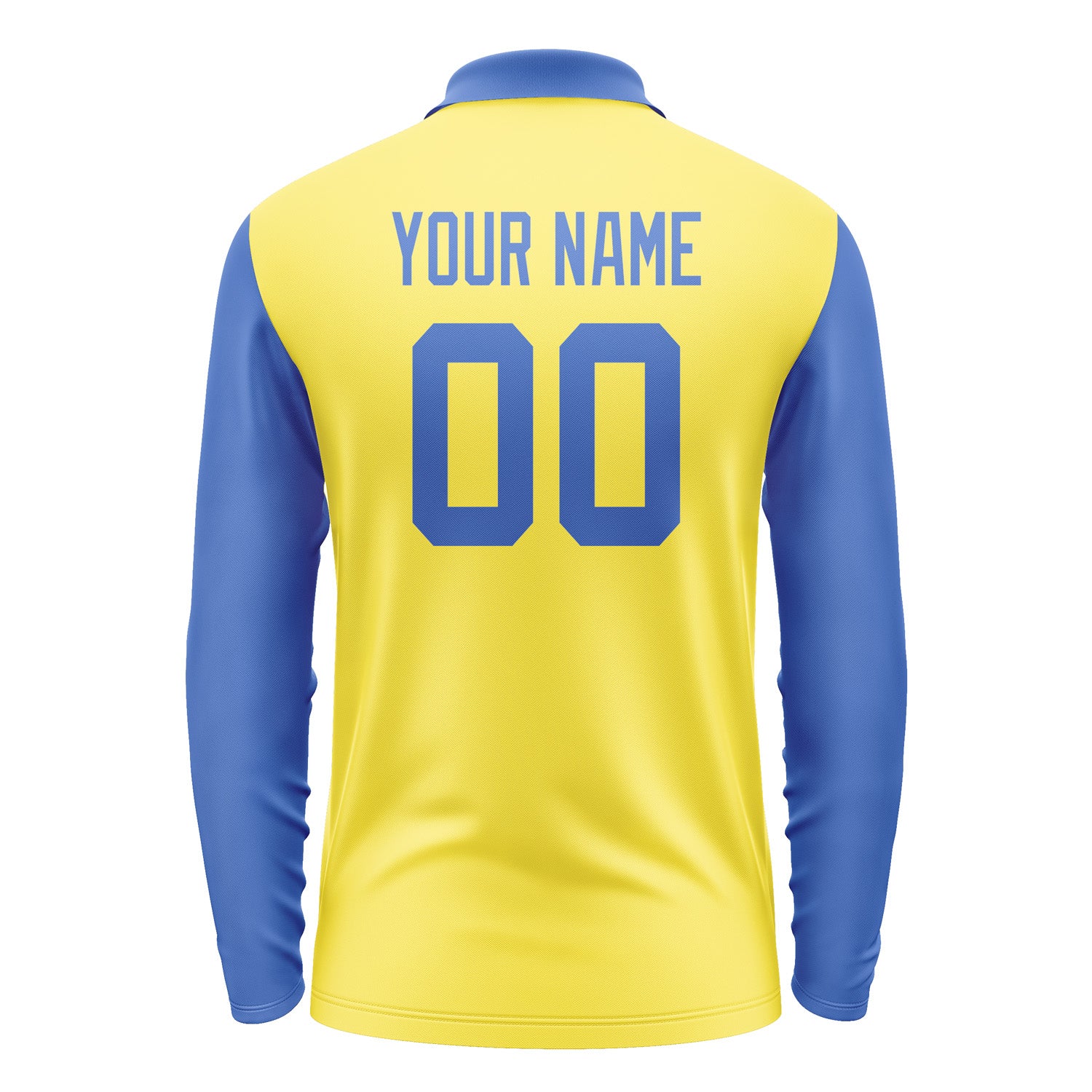 Custom Light Yellow Sky Blue Long Sleeve Polo Shirt Pl260909B109