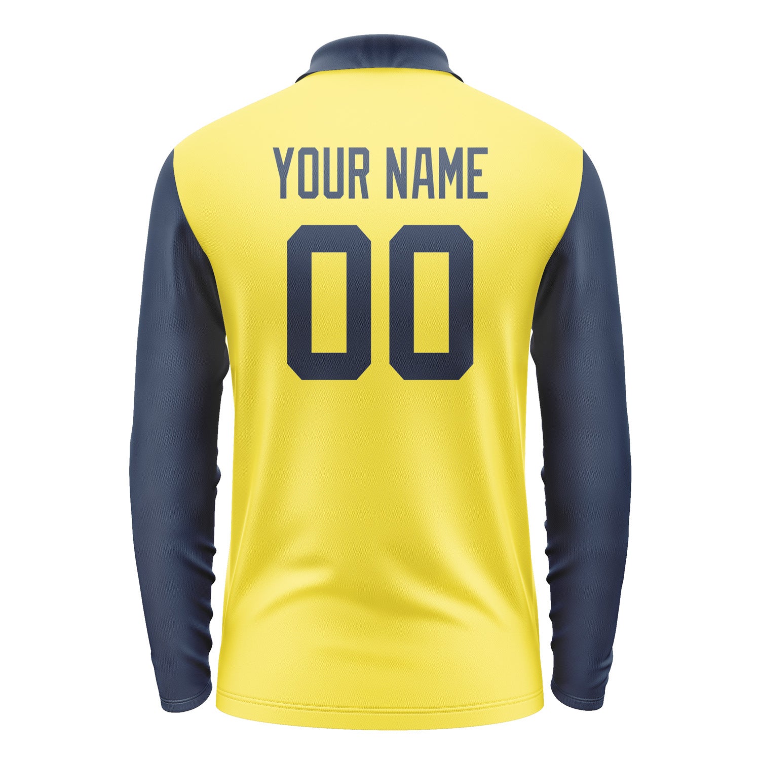 Custom Light Yellow Blue Long Sleeve Polo Shirt Pl261010B110