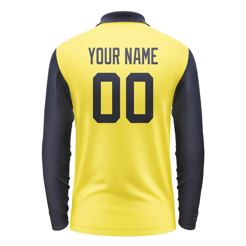 Custom Light Yellow Navy Long Sleeve Polo Shirt Pl261111B111