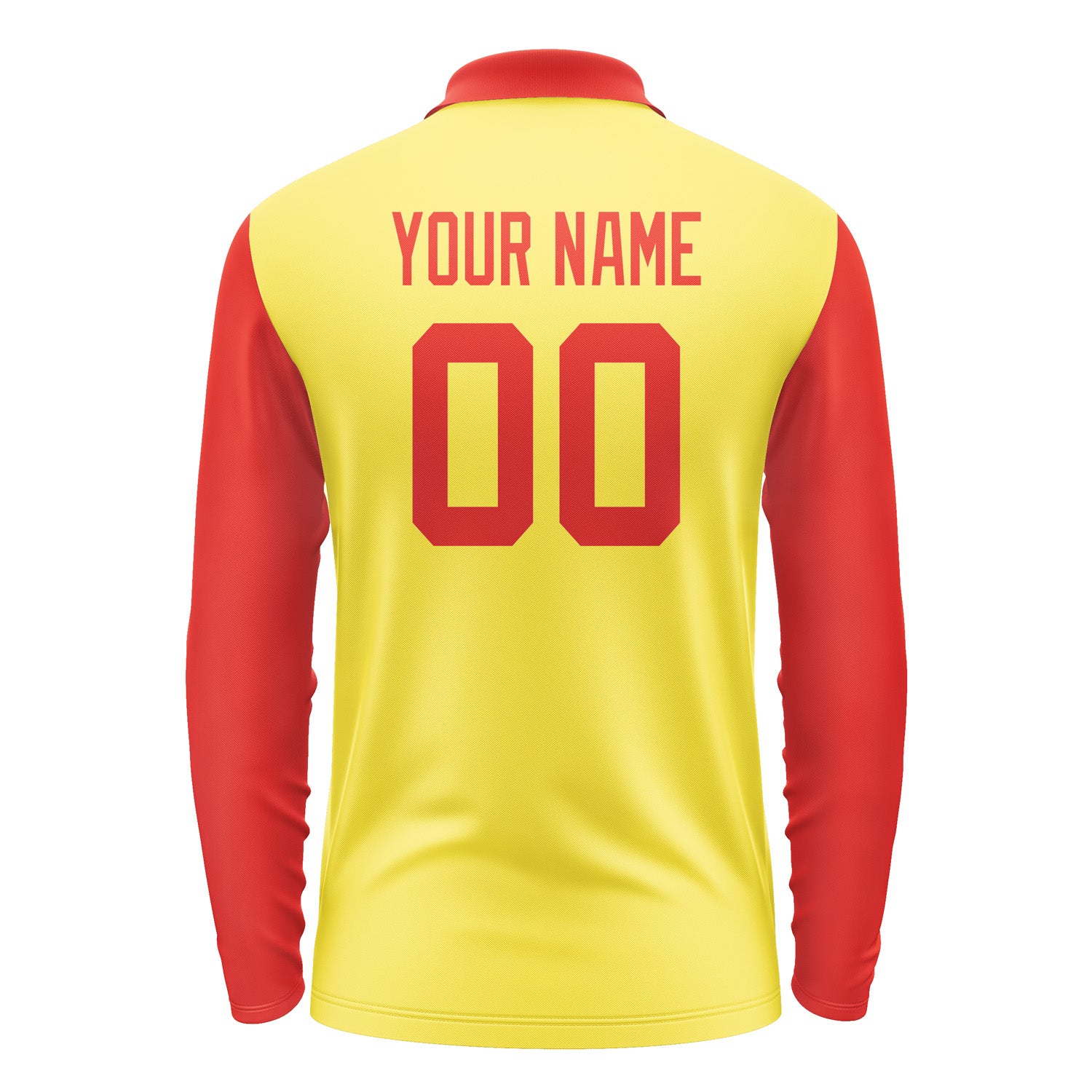 Custom Light Yellow Orange Red Long Sleeve Polo Shirt Pl261212B112