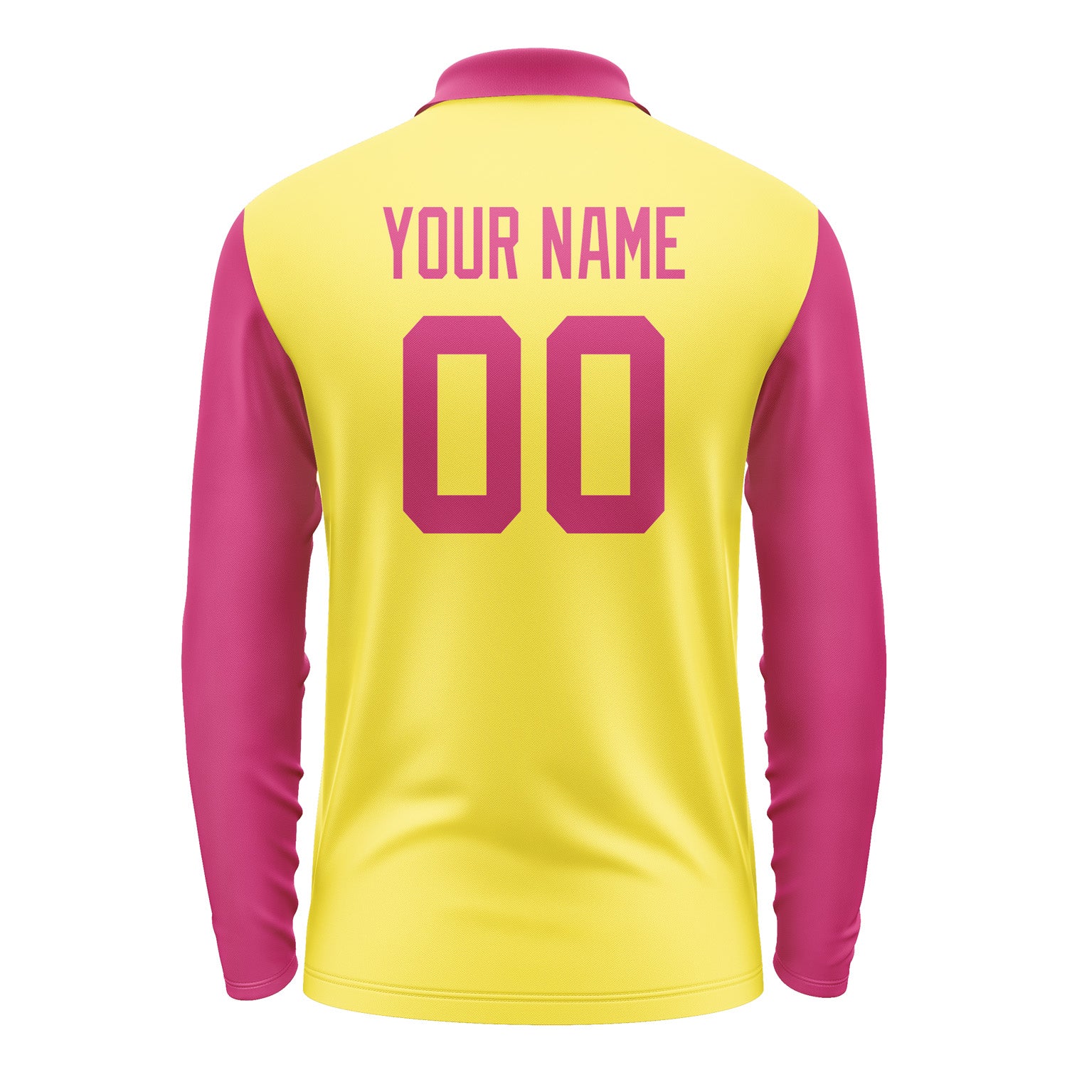 Custom Light Yellow Pink Long Sleeve Polo Shirt Pl261313B113