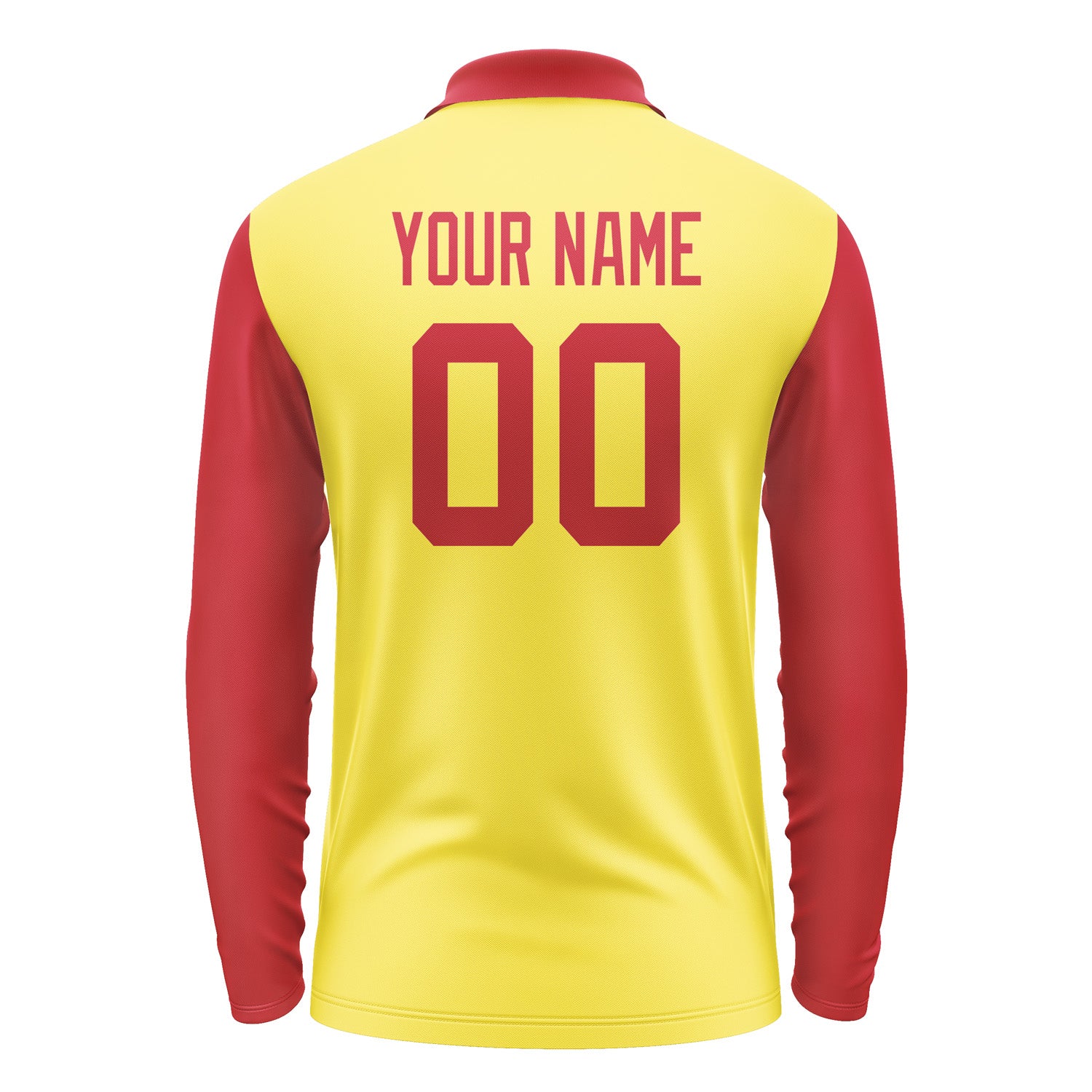 Custom Light Yellow Red Long Sleeve Polo Shirt Pl261414B114