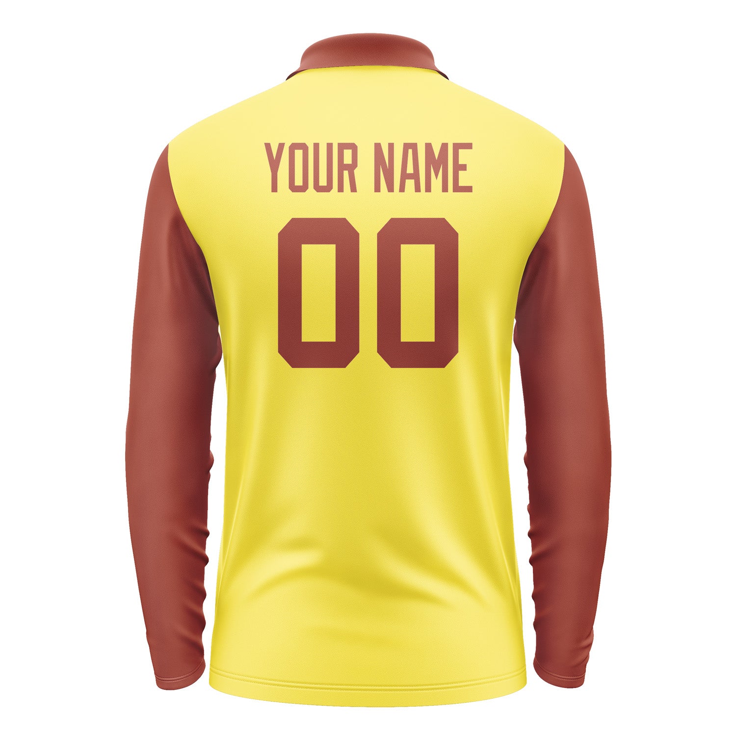 Custom Light Yellow Coral Red Long Sleeve Polo Shirt Pl261616B116