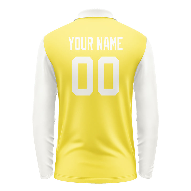 Custom Light Yellow White Long Sleeve Polo Shirt Pl261818B118