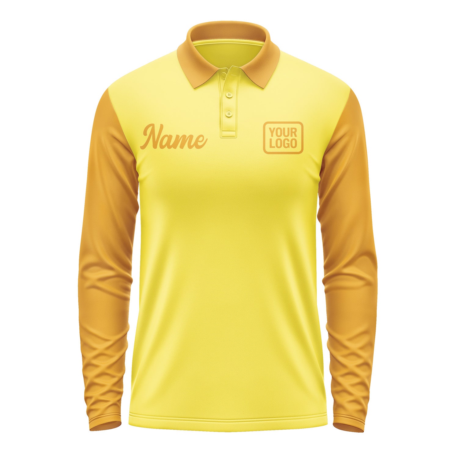 Custom Light Yellow Yellow Long Sleeve Polo Shirt Pl261919B119