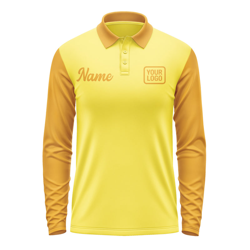 Custom Light Yellow Yellow Long Sleeve Polo Shirt Pl261919B119
