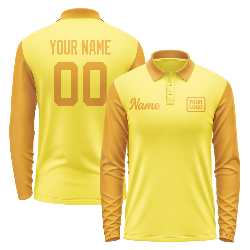 Custom Light Yellow Yellow Long Sleeve Polo Shirt Pl261919B119