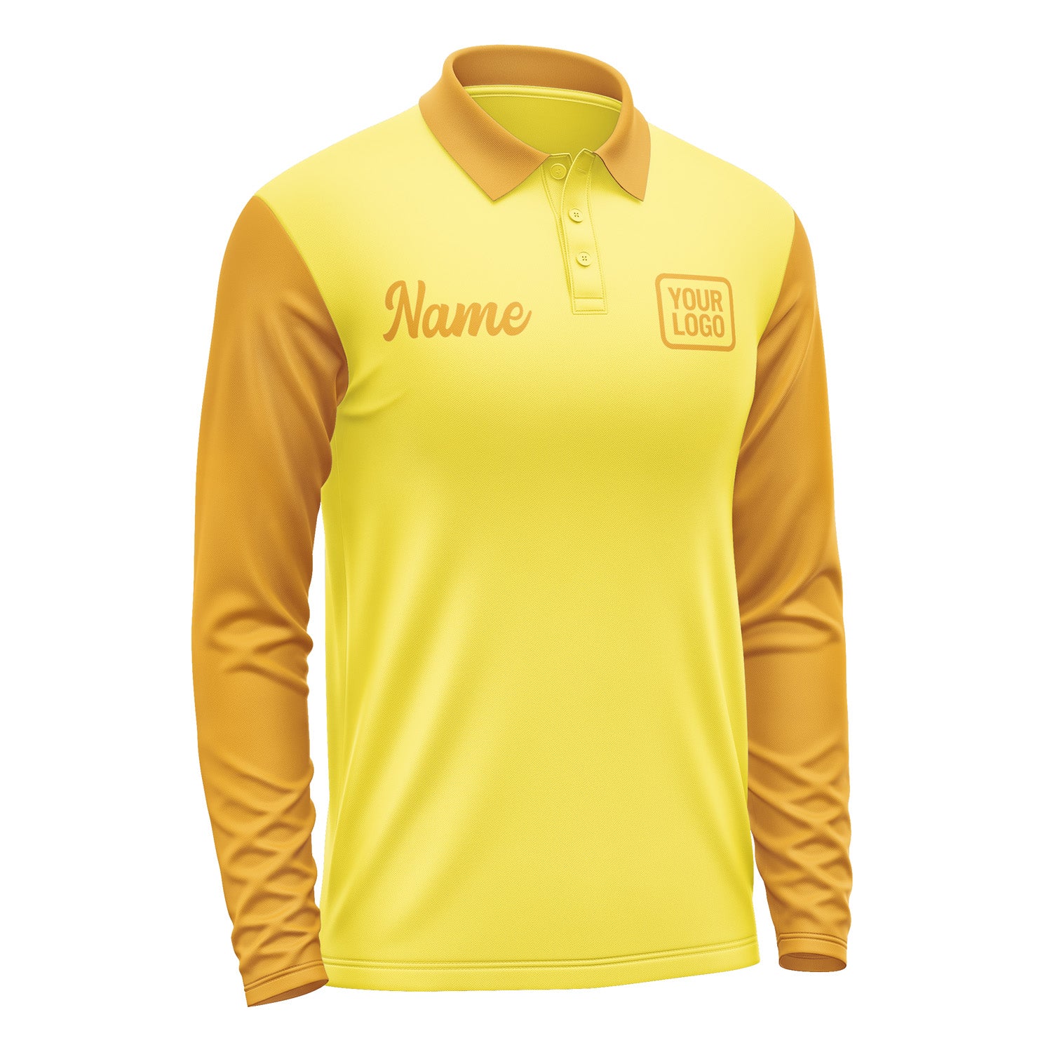 Custom Light Yellow Yellow Long Sleeve Polo Shirt Pl261919B119