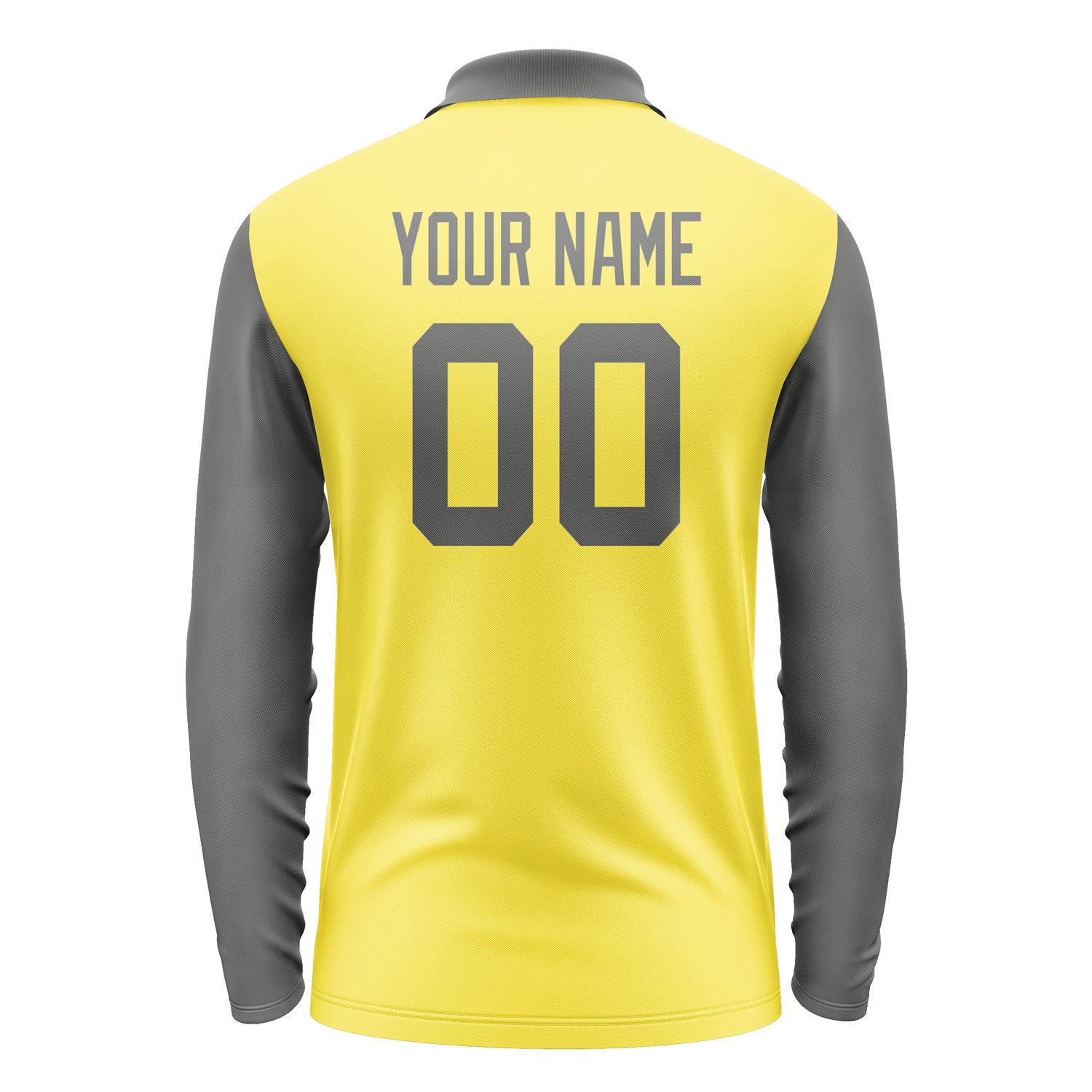 Custom Light Yellow Dark Grey Long Sleeve Polo Shirt Pl262020B120