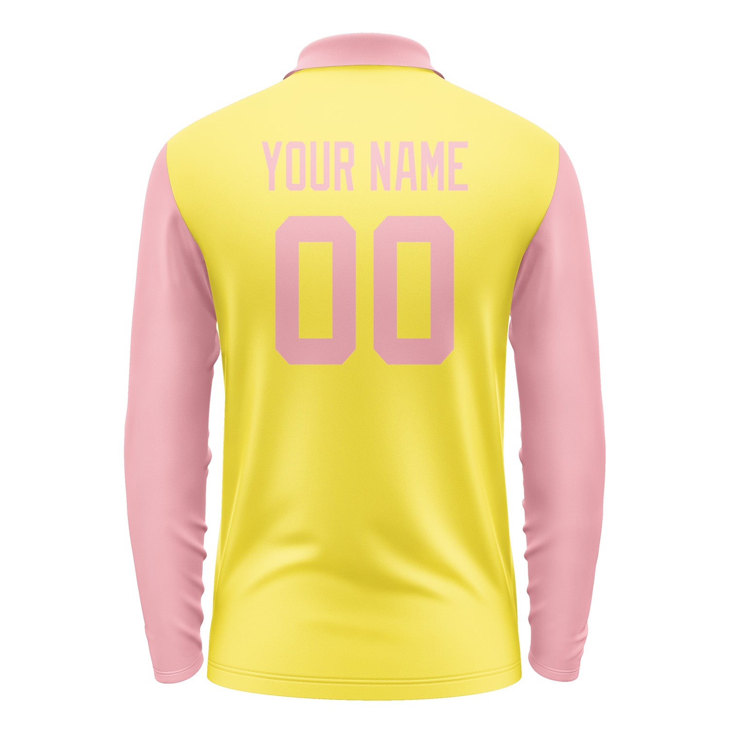 Custom Light Yellow Light Pink Long Sleeve Polo Shirt Pl262121B121