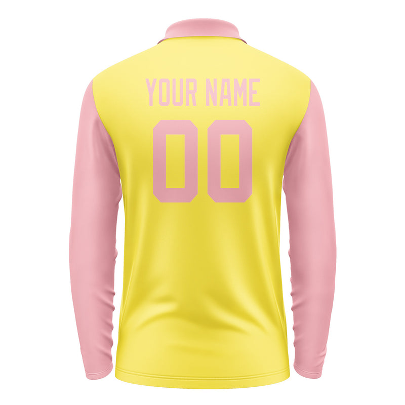Custom Light Yellow Light Pink Long Sleeve Polo Shirt Pl262121B121
