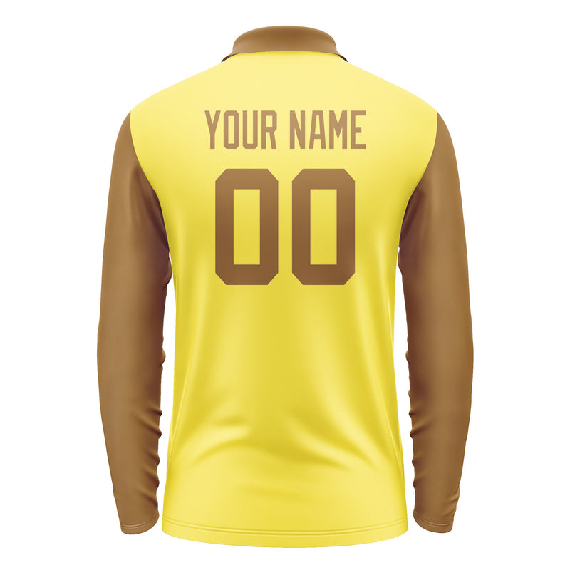 Custom Light Yellow Khaki Long Sleeve Polo Shirt Pl262222B122