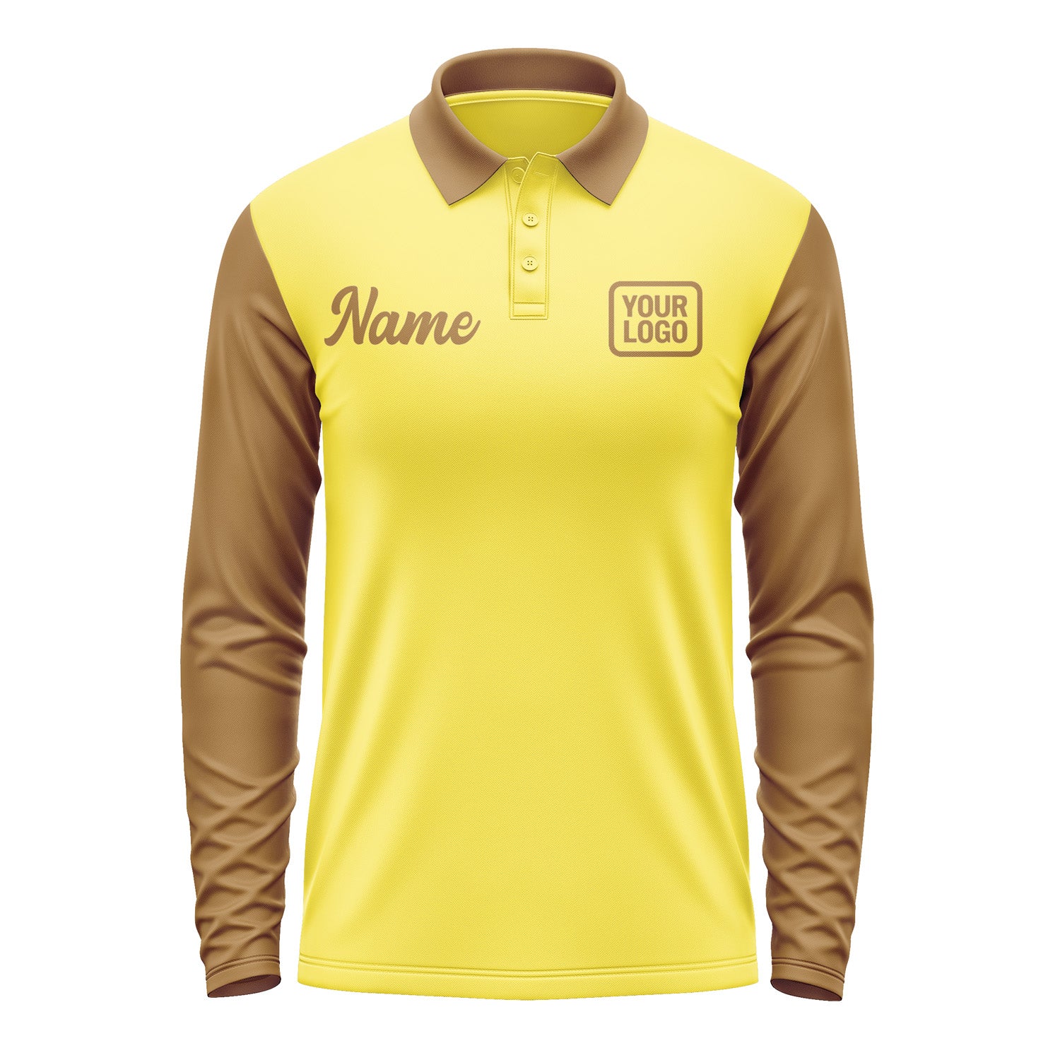 Custom Light Yellow Khaki Long Sleeve Polo Shirt Pl262222B122