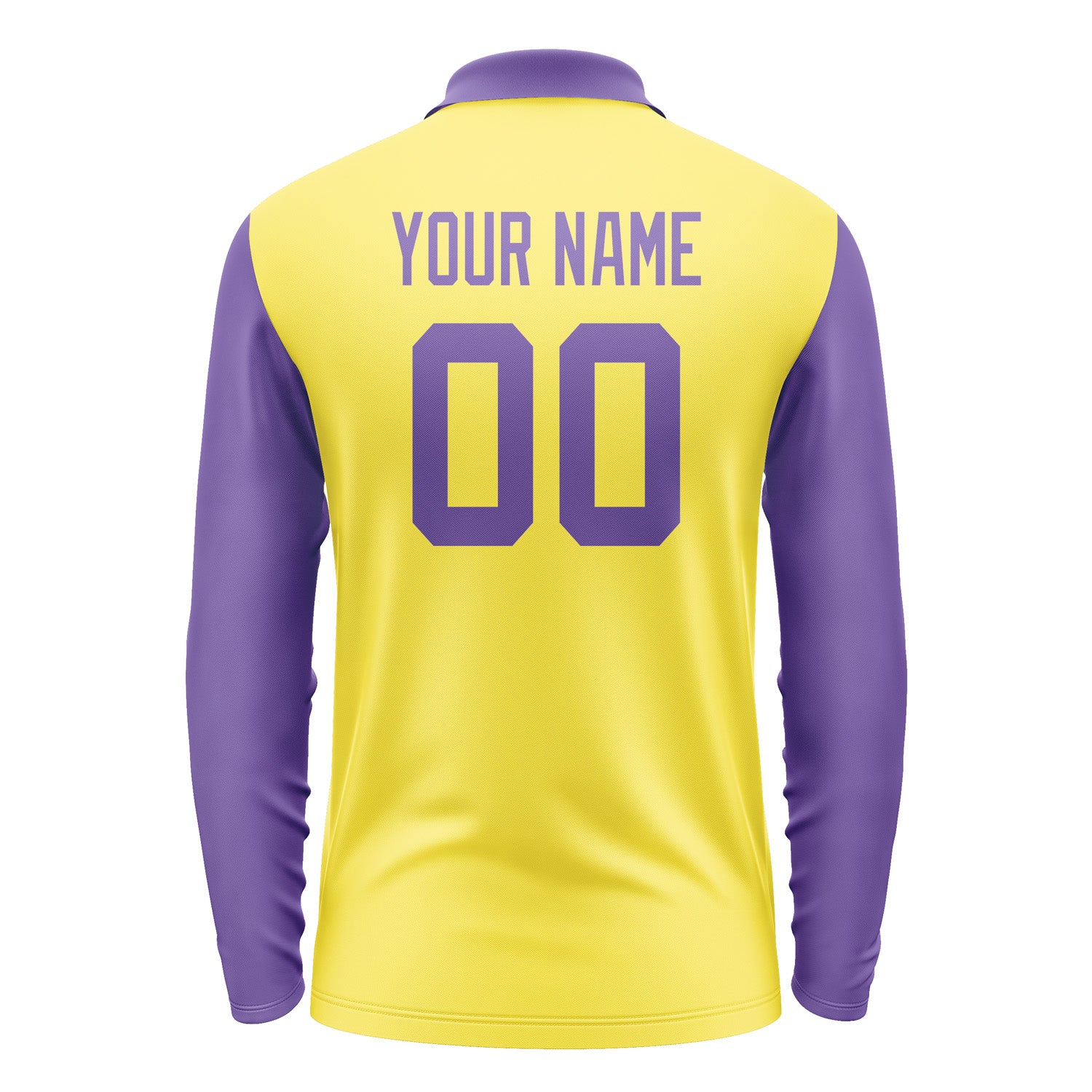 Custom Light Yellow Light Purple Long Sleeve Polo Shirt Pl262323B123