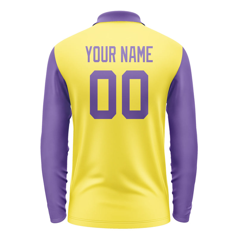 Custom Light Yellow Light Purple Long Sleeve Polo Shirt Pl262323B123