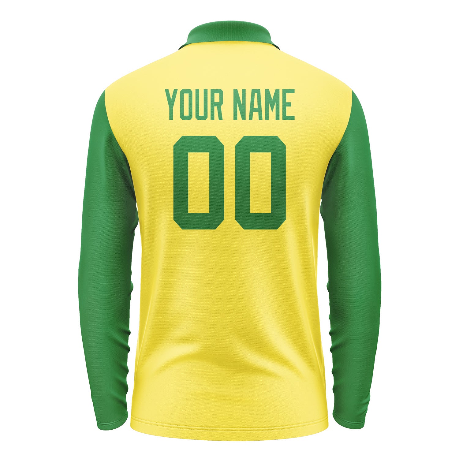 Custom Light Yellow Emerald Green Long Sleeve Polo Shirt Pl262424B124