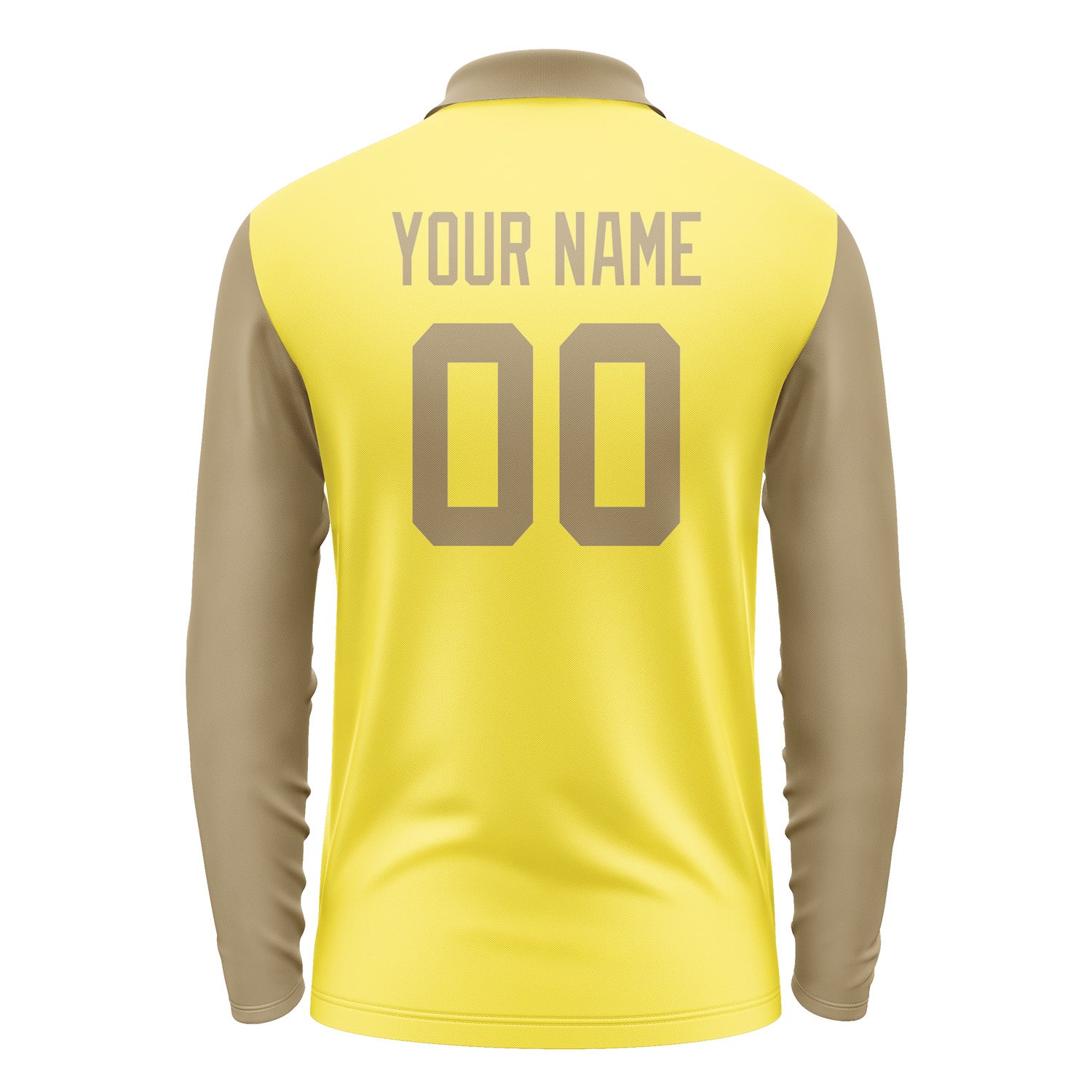 Custom Light Yellow Light Khaki Long Sleeve Polo Shirt Pl262525B125