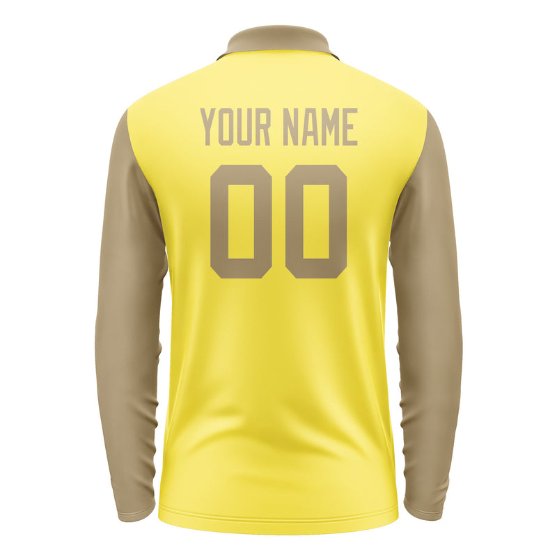 Custom Light Yellow Light Khaki Long Sleeve Polo Shirt Pl262525B125