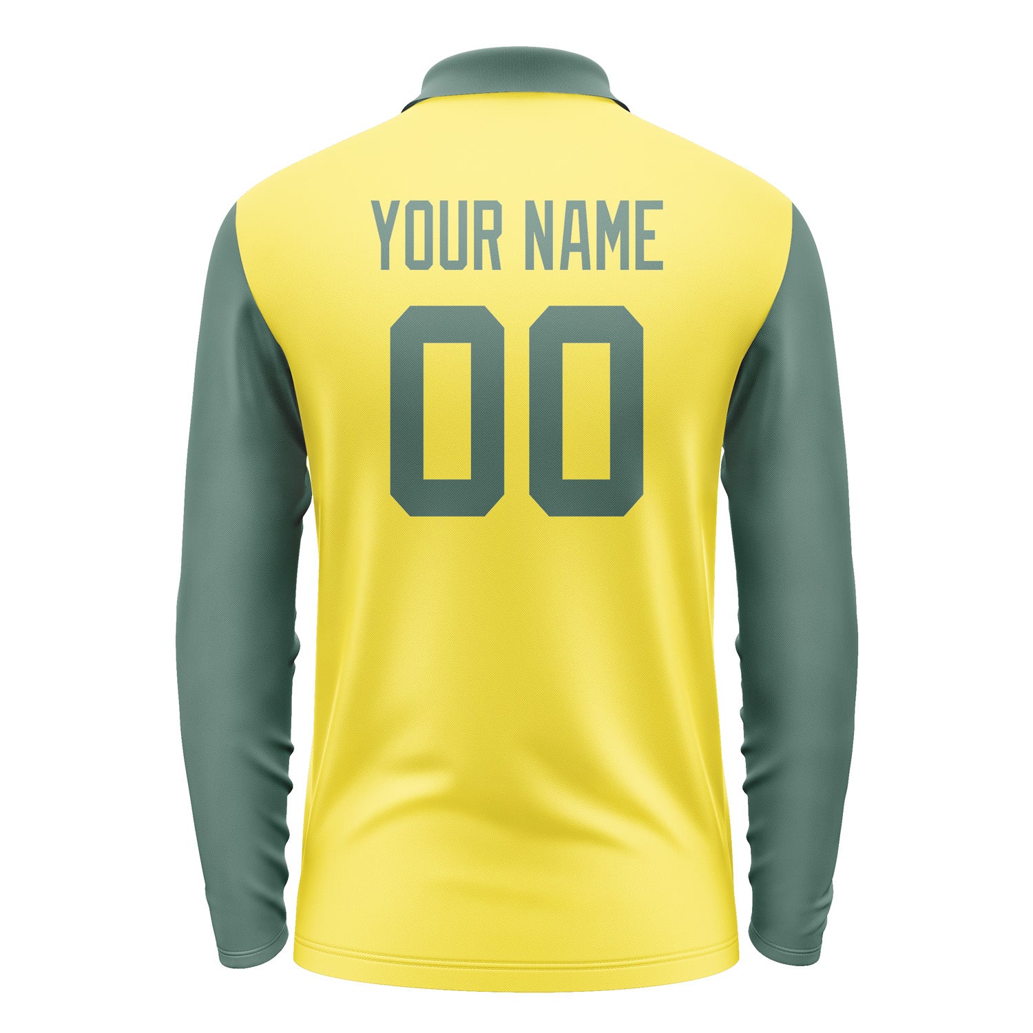Custom Light Yellow Blue Green Long Sleeve Polo Shirt Pl262727B127
