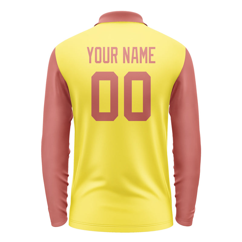 Custom Light Yellow Copper Rose Long Sleeve Polo Shirt Pl262929B129