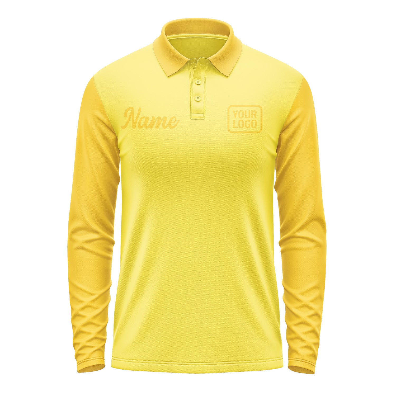 Custom Light Yellow Gold Long Sleeve Polo Shirt Pl263030B130