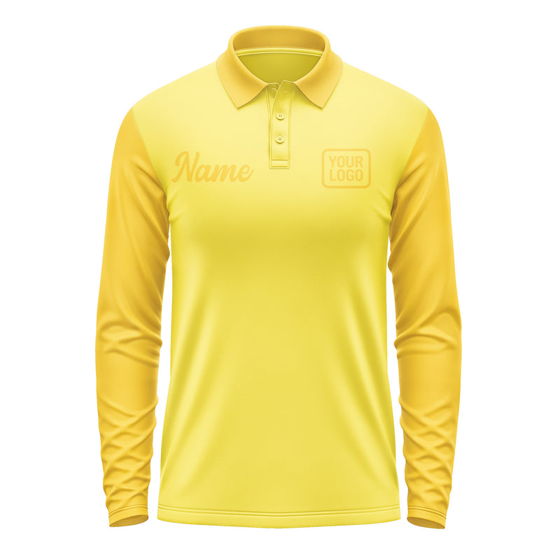 Custom Light Yellow Gold Long Sleeve Polo Shirt Pl263030B130