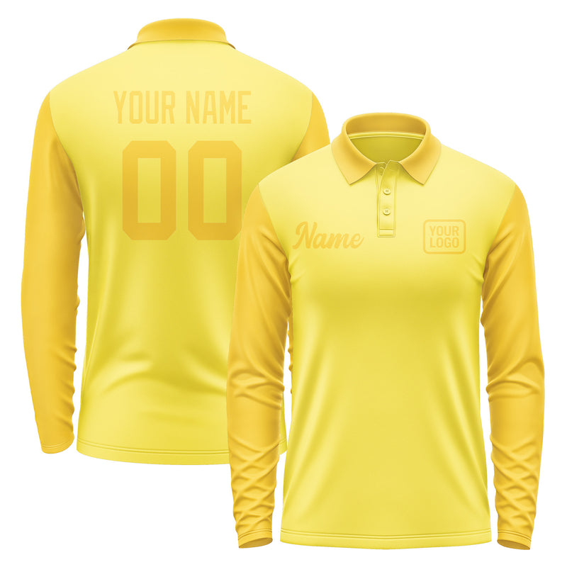 Custom Light Yellow Gold Long Sleeve Polo Shirt Pl263030B130