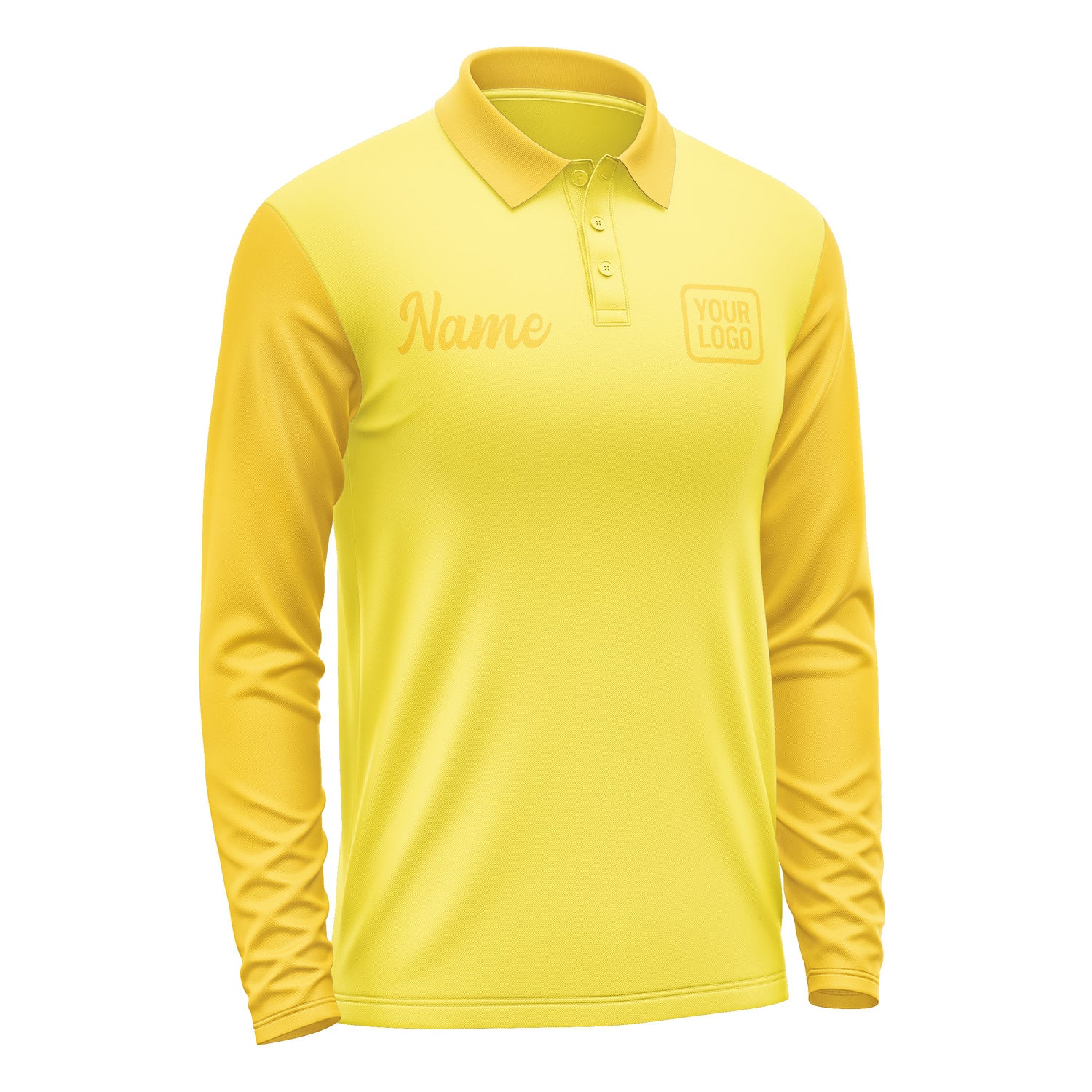 Custom Light Yellow Gold Long Sleeve Polo Shirt Pl263030B130