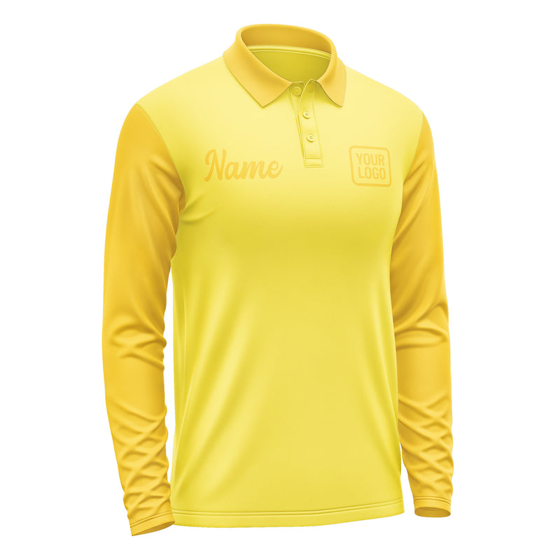 Custom Light Yellow Gold Long Sleeve Polo Shirt Pl263030B130