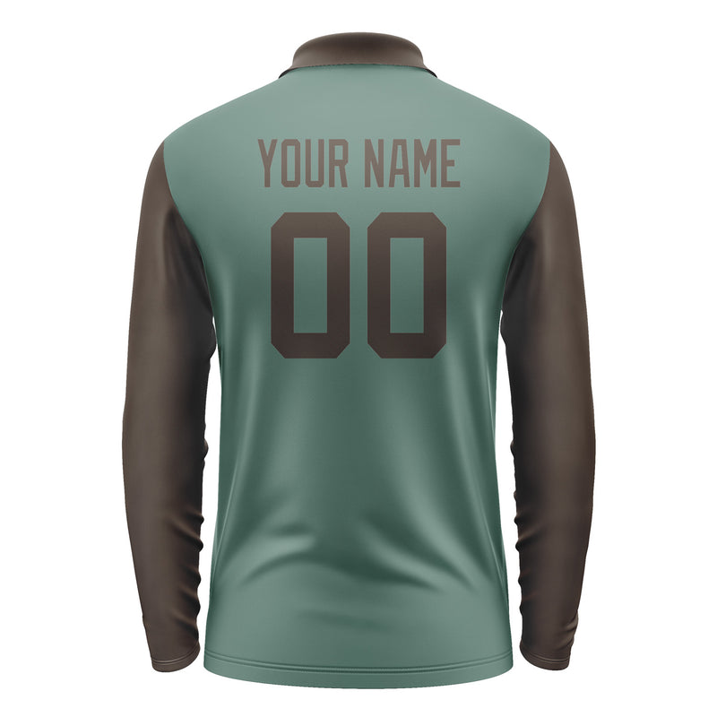 Custom Blue Green Brown Long Sleeve Polo Shirt Pl270101B101