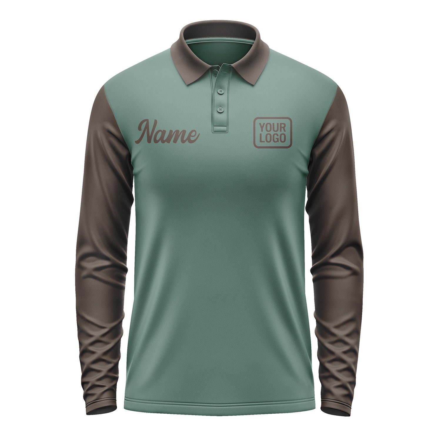 Custom Blue Green Brown Long Sleeve Polo Shirt Pl270101B101
