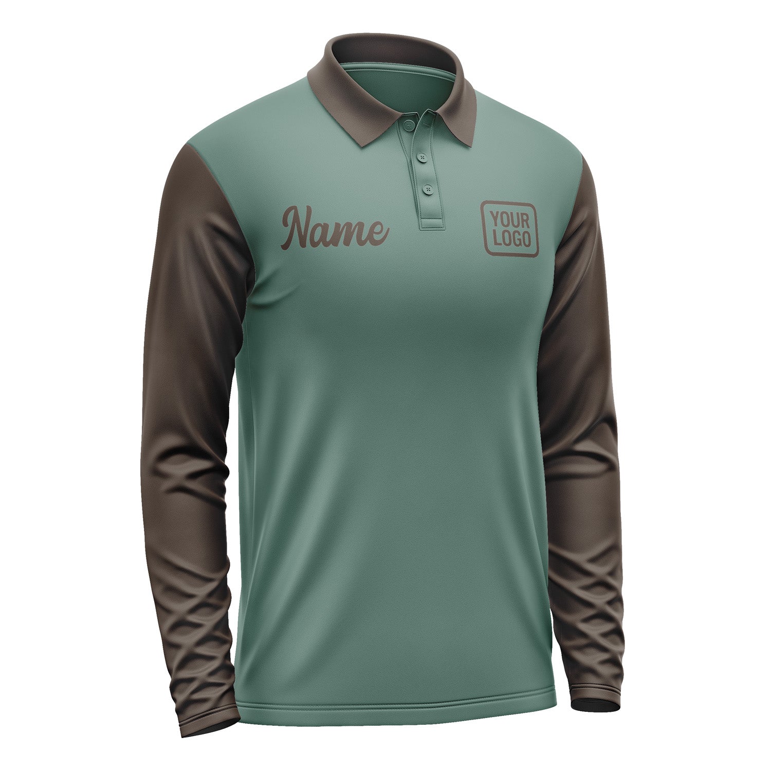 Custom Blue Green Brown Long Sleeve Polo Shirt Pl270101B101