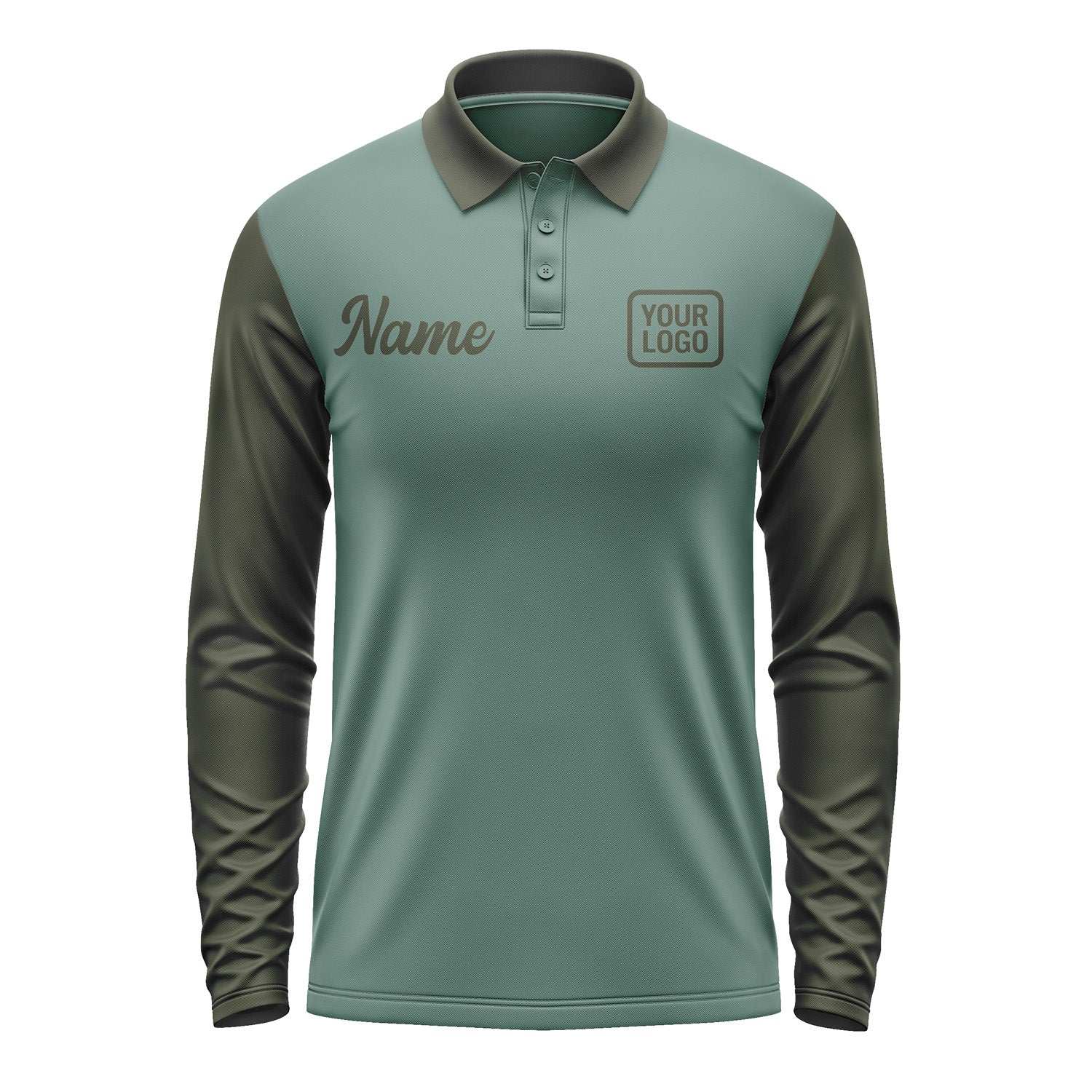 Custom Blue Green Olive Long Sleeve Polo Shirt Pl270202B102