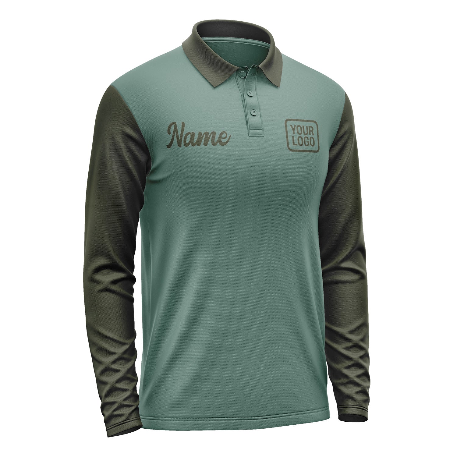 Custom Blue Green Olive Long Sleeve Polo Shirt Pl270202B102