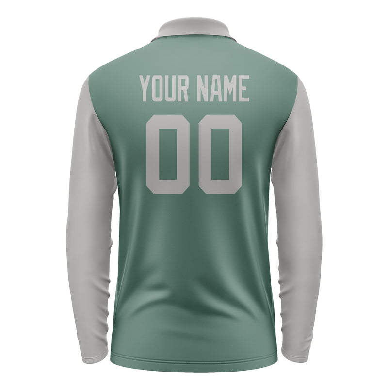 Custom Blue Green Gray Long Sleeve Polo Shirt Pl270404B104