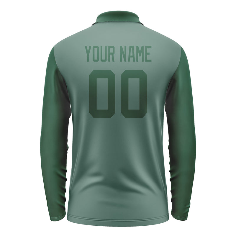 Custom Blue Green Green Long Sleeve Polo Shirt Pl270505B105