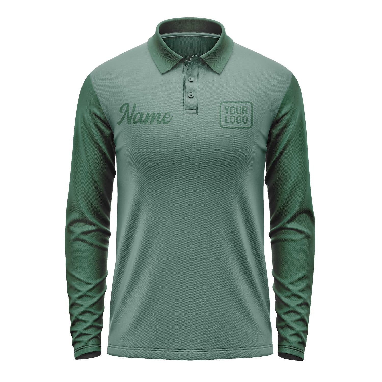 Custom Blue Green Green Long Sleeve Polo Shirt Pl270505B105