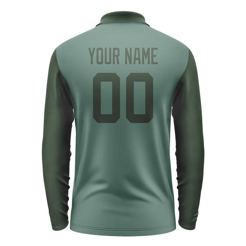 Custom Blue Green Dark Green Long Sleeve Polo Shirt Pl270606B106
