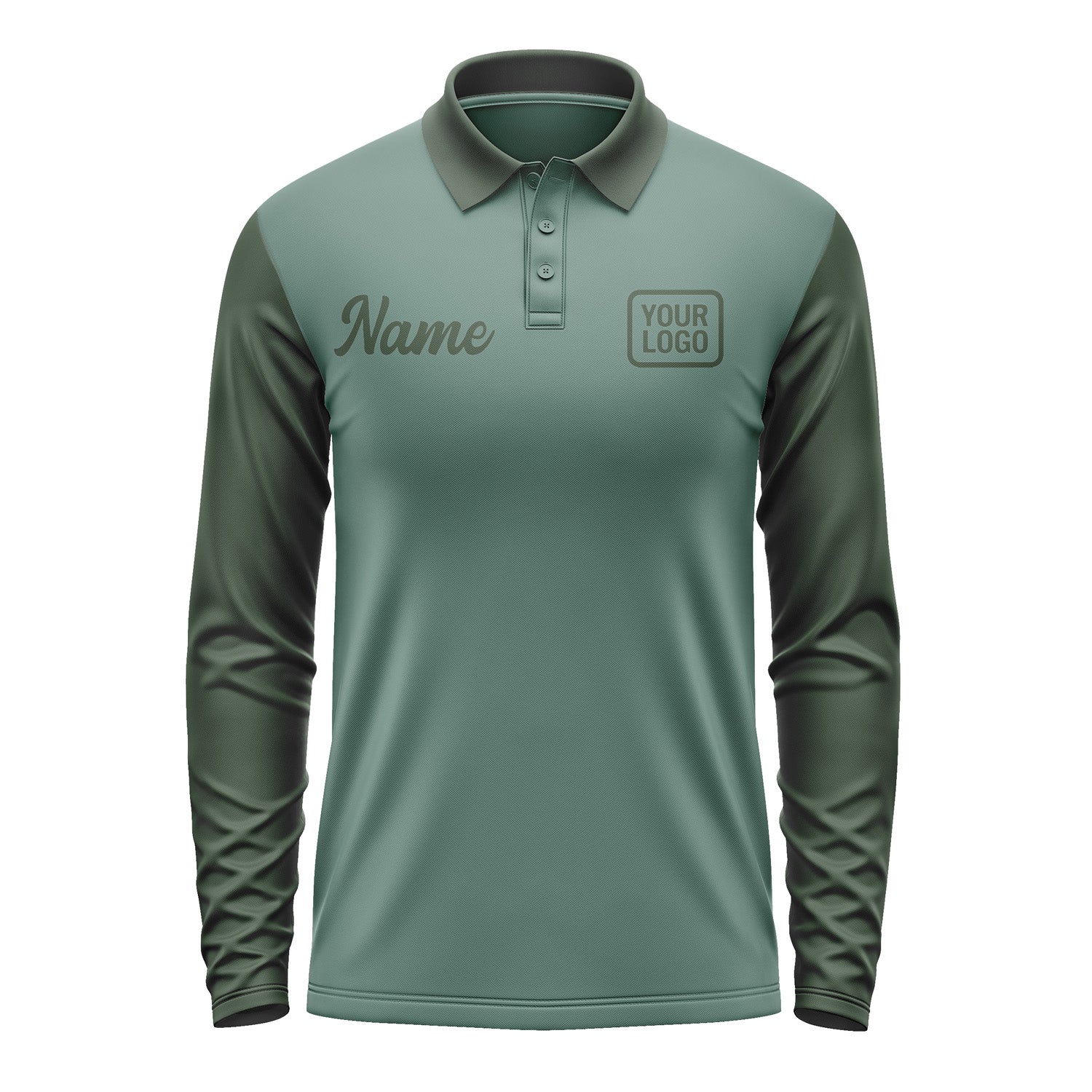 Custom Blue Green Dark Green Long Sleeve Polo Shirt Pl270606B106