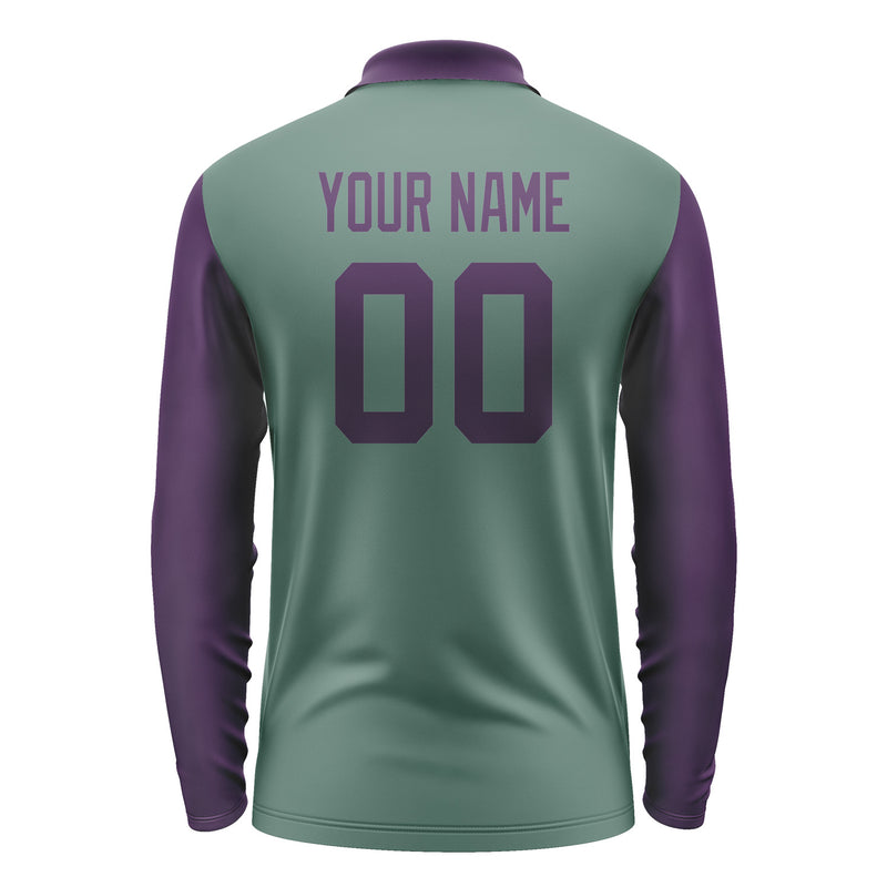 Custom Blue Green Purple Long Sleeve Polo Shirt Pl270707B107