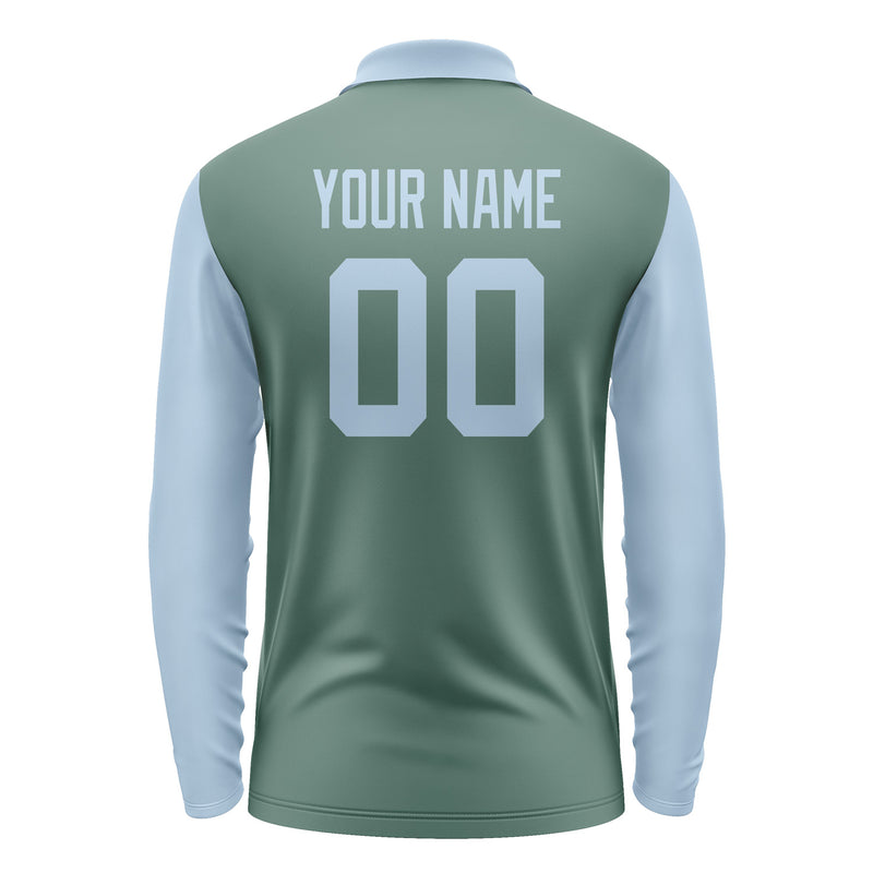 Custom Blue Green Light Blue Long Sleeve Polo Shirt Pl270808B108