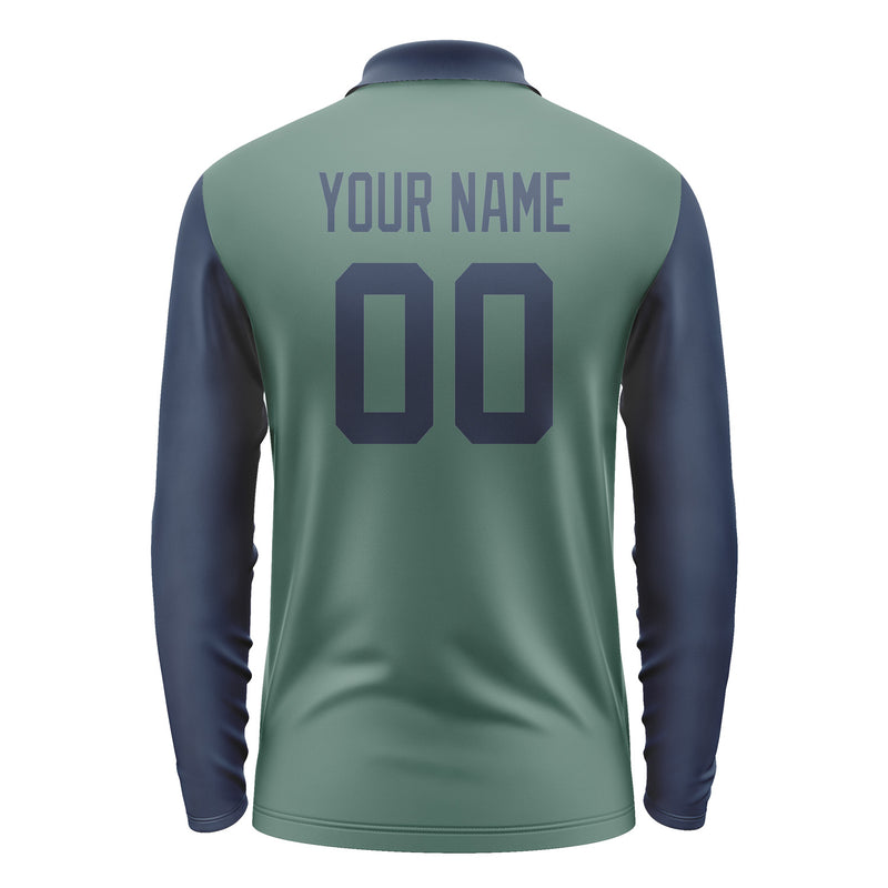 Custom Blue Green Blue Long Sleeve Polo Shirt Pl271010B110